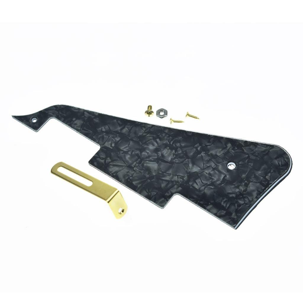 Dopro LP Guitar Pickguard and LP Stainless Steel Bracket with Gold Steel Mounting Screws for USA Les Paul Black pearl